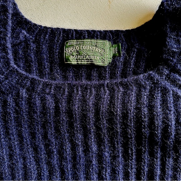 Ralph Lauren POLO COUNTRY Authentic Dry Goods  Women’s 100% Wool Sweater Navy - Picture 2 of 4